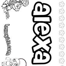 Alexa - Coloring page - NAME coloring pages - GIRLS NAME coloring pages - A names for girls coloring sheets