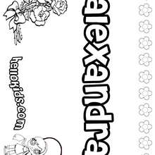 Alexandra - Coloring page - NAME coloring pages - GIRLS NAME coloring pages - A names for girls coloring sheets