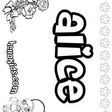 Alice - Coloring page - NAME coloring pages - GIRLS NAME coloring pages - A names for girls coloring sheets