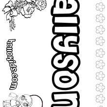 Allyson - Coloring page - NAME coloring pages - GIRLS NAME coloring pages - A names for girls coloring sheets
