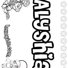Alyshia - Coloring page - NAME coloring pages - GIRLS NAME coloring pages - A names for girls coloring sheets