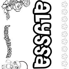 Alyssa - Coloring page - NAME coloring pages - GIRLS NAME coloring pages - A names for girls coloring sheets