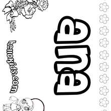 Ana - Coloring page - NAME coloring pages - GIRLS NAME coloring pages - A names for girls coloring sheets