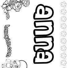 Anna - Coloring page - NAME coloring pages - GIRLS NAME coloring pages - A names for girls coloring sheets