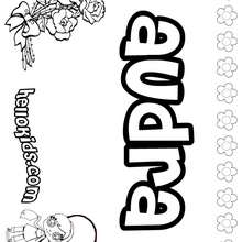 Audra - Coloring page - NAME coloring pages - GIRLS NAME coloring pages - A names for girls coloring sheets
