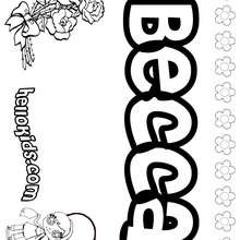 Becca - Coloring page - NAME coloring pages - GIRLS NAME coloring pages - B names for girls coloring sheets