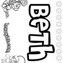 Beth - Coloring page - NAME coloring pages - GIRLS NAME coloring pages - B names for girls coloring sheets