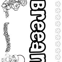 Breean - Coloring page - NAME coloring pages - GIRLS NAME coloring pages - B names for girls coloring sheets