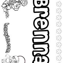 Brenna - Coloring page - NAME coloring pages - GIRLS NAME coloring pages - B names for girls coloring sheets