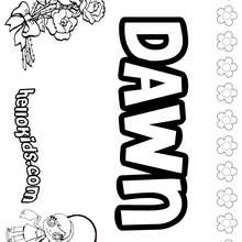 Dawn - Coloring page - NAME coloring pages - GIRLS NAME coloring pages - D names for GIRLS free coloring sheets