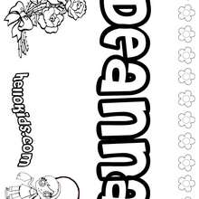 Deanna - Coloring page - NAME coloring pages - GIRLS NAME coloring pages - D names for GIRLS free coloring sheets