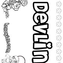 Devlin - Coloring page - NAME coloring pages - GIRLS NAME coloring pages - D names for GIRLS free coloring sheets