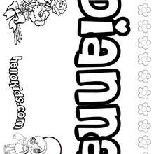 Dianna - Coloring page - NAME coloring pages - GIRLS NAME coloring pages - D names for GIRLS free coloring sheets