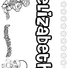Elizabeth - Coloring page - NAME coloring pages - GIRLS NAME coloring pages - E names for girls coloring book