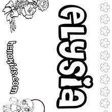 Elysia - Coloring page - NAME coloring pages - GIRLS NAME coloring pages - E names for girls coloring book