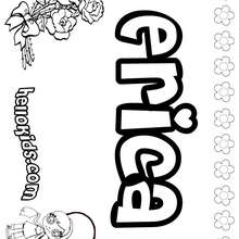 Erica - Coloring page - NAME coloring pages - GIRLS NAME coloring pages - E names for girls coloring book