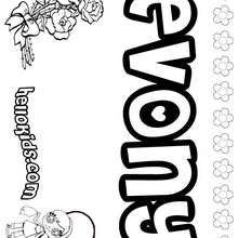 Evony - Coloring page - NAME coloring pages - GIRLS NAME coloring pages - E names for girls coloring book