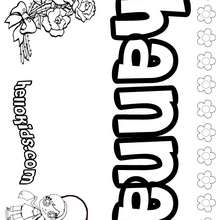 Hanna - Coloring page - NAME coloring pages - GIRLS NAME coloring pages - H names for GIRLS online coloring book