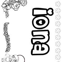 Iona - Coloring page - NAME coloring pages - GIRLS NAME coloring pages - I GIRLS names coloring book for free