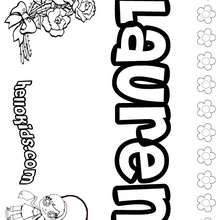 Lauren - Coloring page - NAME coloring pages - GIRLS NAME coloring pages - L girl names coloring posters