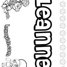 Leanne - Coloring page - NAME coloring pages - GIRLS NAME coloring pages - L girl names coloring posters