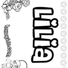 Lilia - Coloring page - NAME coloring pages - GIRLS NAME coloring pages - L girl names coloring posters