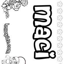 Maci - Coloring page - NAME coloring pages - GIRLS NAME coloring pages - M names for girls coloring posters