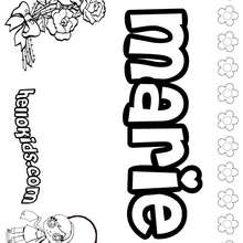 Marie - Coloring page - NAME coloring pages - GIRLS NAME coloring pages - M names for girls coloring posters