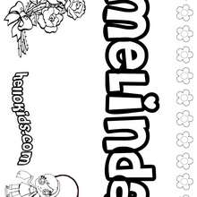 Melinda - Coloring page - NAME coloring pages - GIRLS NAME coloring pages - M names for girls coloring posters