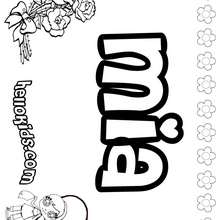 Mia - Coloring page - NAME coloring pages - GIRLS NAME coloring pages - M names for girls coloring posters