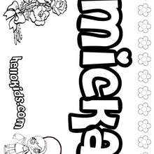 Micka - Coloring page - NAME coloring pages - GIRLS NAME coloring pages - M names for girls coloring posters