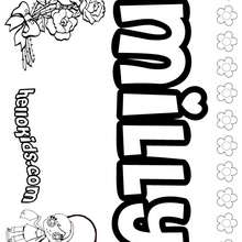 Milly - Coloring page - NAME coloring pages - GIRLS NAME coloring pages - M names for girls coloring posters