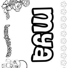 Mya - Coloring page - NAME coloring pages - GIRLS NAME coloring pages - M names for girls coloring posters