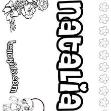 Natalia - Coloring page - NAME coloring pages - GIRLS NAME coloring pages - N names for girls coloring posters
