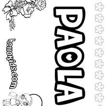 Paola - Coloring page - NAME coloring pages - GIRLS NAME coloring pages - O, P, Q names fo girls posters