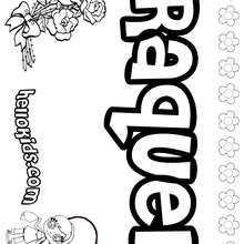 Raquel - Coloring page - NAME coloring pages - GIRLS NAME coloring pages - R names for girls coloring posters