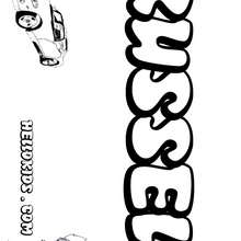 Russell - Coloring page - NAME coloring pages - BOYS NAME coloring pages - Boys names starting with R or S coloring posters