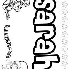 Sarah - Coloring page - NAME coloring pages - GIRLS NAME coloring pages - S girls names coloring posters
