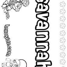 Savannah - Coloring page - NAME coloring pages - GIRLS NAME coloring pages - S girls names coloring posters
