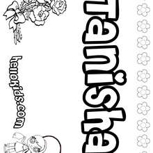Tanisha - Coloring page - NAME coloring pages - GIRLS NAME coloring pages - T names for girls coloring and printing posters