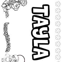 Tayla - Coloring page - NAME coloring pages - GIRLS NAME coloring pages - T names for girls coloring and printing posters