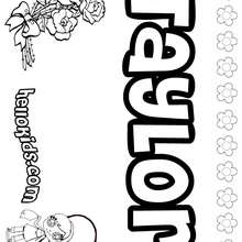 Taylor - Coloring page - NAME coloring pages - GIRLS NAME coloring pages - T names for girls coloring and printing posters