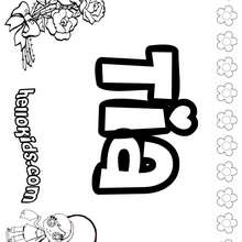 Tia - Coloring page - NAME coloring pages - GIRLS NAME coloring pages - T names for girls coloring and printing posters