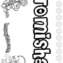 Tomisha - Coloring page - NAME coloring pages - GIRLS NAME coloring pages - T names for girls coloring and printing posters