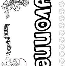 Yvonne - Coloring page - NAME coloring pages - GIRLS NAME coloring pages - U, V, W, X, Y, Z girls names posters