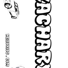 Zachary - Coloring page - NAME coloring pages - BOYS NAME coloring pages - T to Z boys names coloring posters