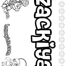 Zackiya - Coloring page - NAME coloring pages - GIRLS NAME coloring pages - U, V, W, X, Y, Z girls names posters