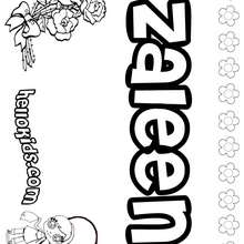 Zaleen - Coloring page - NAME coloring pages - GIRLS NAME coloring pages - U, V, W, X, Y, Z girls names posters