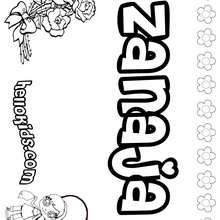 Zanaja - Coloring page - NAME coloring pages - GIRLS NAME coloring pages - U, V, W, X, Y, Z girls names posters