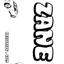 Zane - Coloring page - NAME coloring pages - BOYS NAME coloring pages - T to Z boys names coloring posters